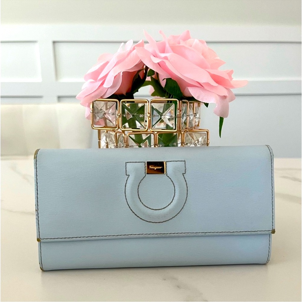 Salvatore Ferragamo Sky Blue Long Wallet